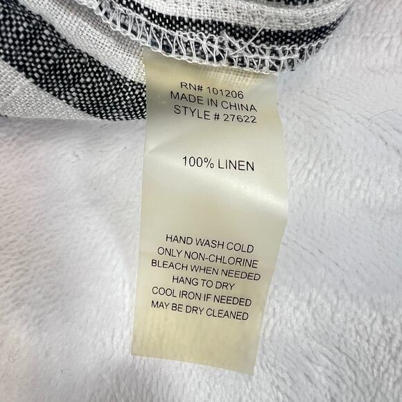 NWT Soft Surroundings Womens XS Black White Stripes Linen Knee Length Dress - Picture 4 of 6